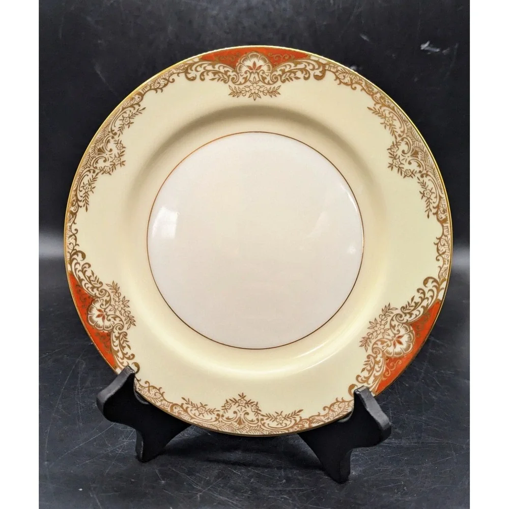 Vintage Set/5 Noritake Marietta Salad Dessert Plate Hand Painted Gold Trim 7.75
